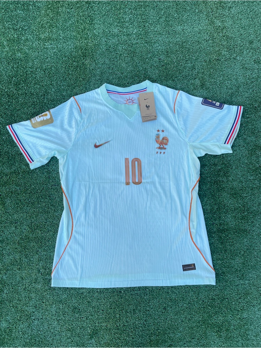 Nike France Light Mint Green Soccer Jersey with Copper Accents